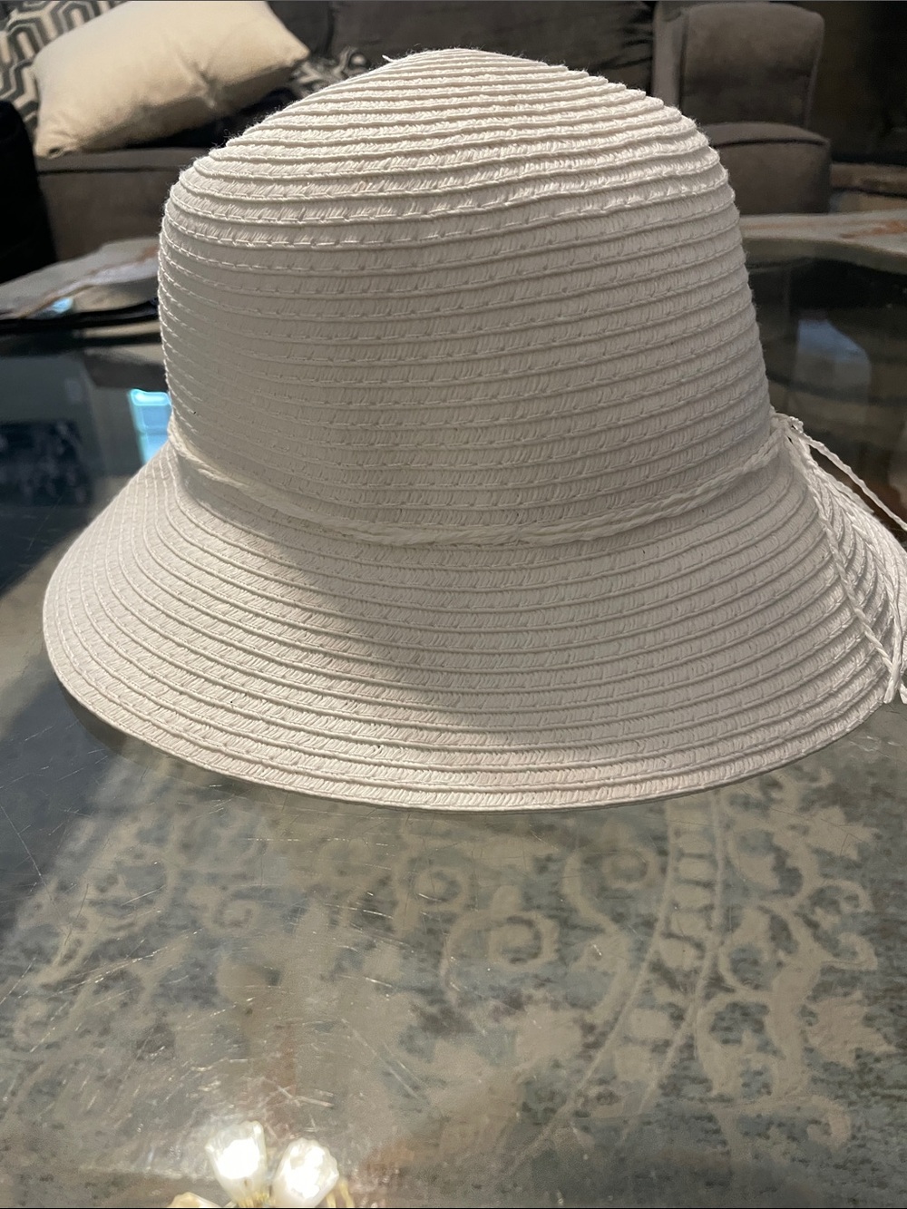 Style & Co. White Ribbed Bucket Hat with Tags